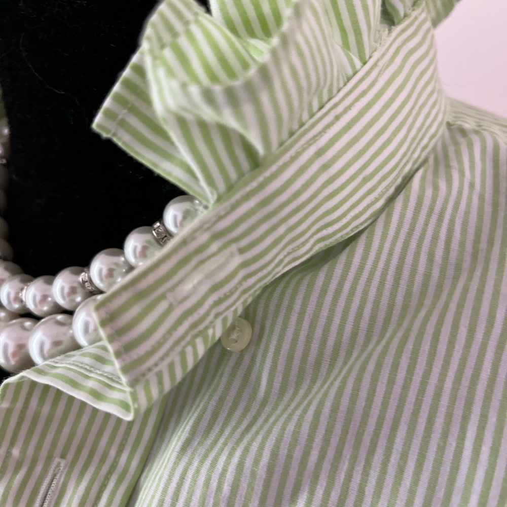 Ralph Lauren Light Green and White Striped Oxford Shirt - Picture 3 of 4